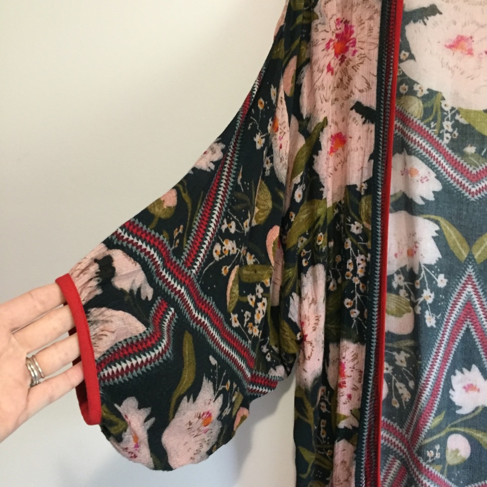 Anthropologie Bl-nk Floral Peony Kimono - Picture 2 of 5